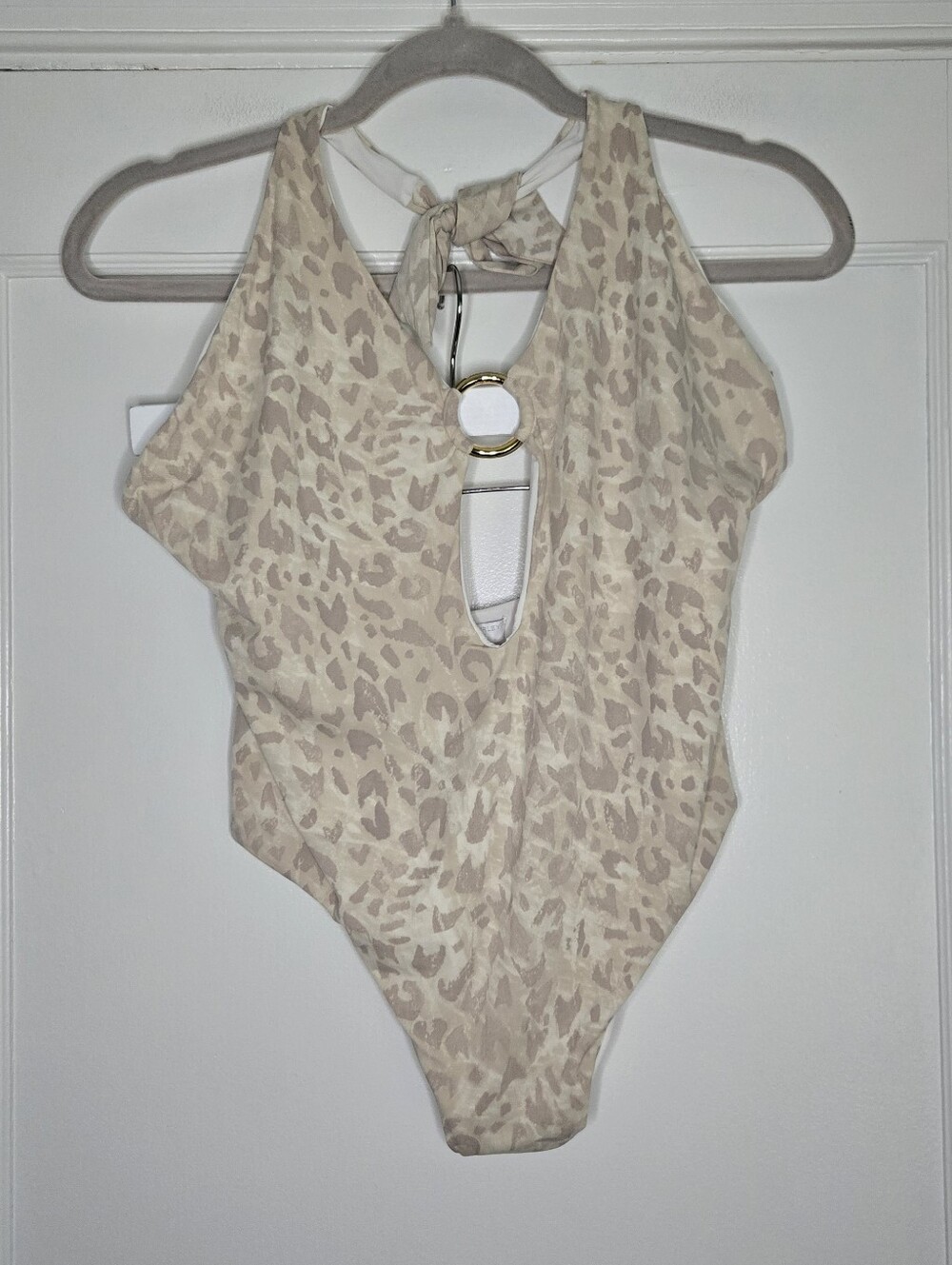 Elizabeth Hurley Beach Leopard One Piece Swimsuit Gold Detail Glam Swimwear